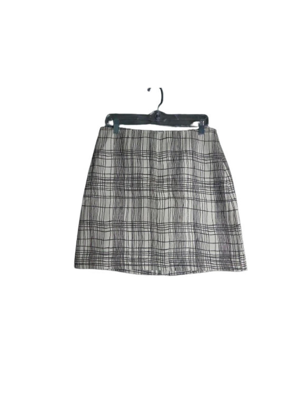Loft Black White Grid Line Patterned Pencil Career Skirt Lined Womens Size 8